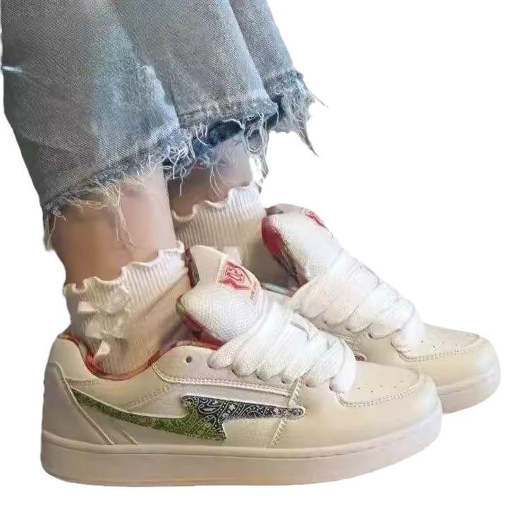 Original cashew color retro board shoes women's high value design casual shoes niche versatile bread shoes