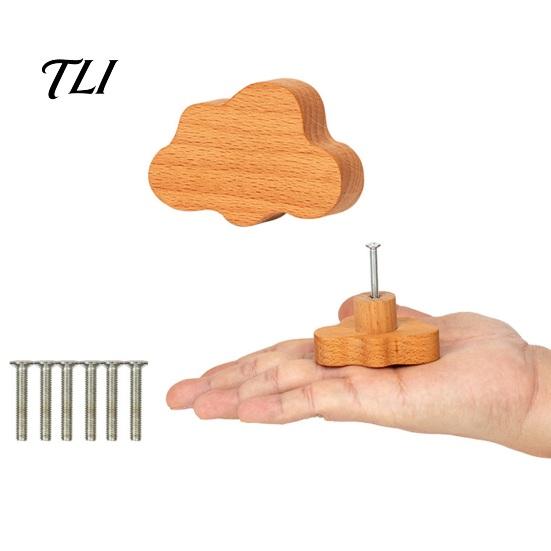 Modern Minimalist Cabinet Pulls Cloud Shaped Wooden Knobs for Cabinets & Drawers, Wood Handles Beech with Screws, Nordic Style Decorative Nursery