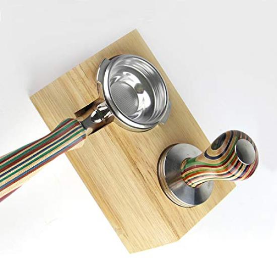 Umora Tamping Matt Eik Tamper Stand Kaffepulvermaskin Stabilitet Tamper Pad Håndtak Pulverpress (Design B)