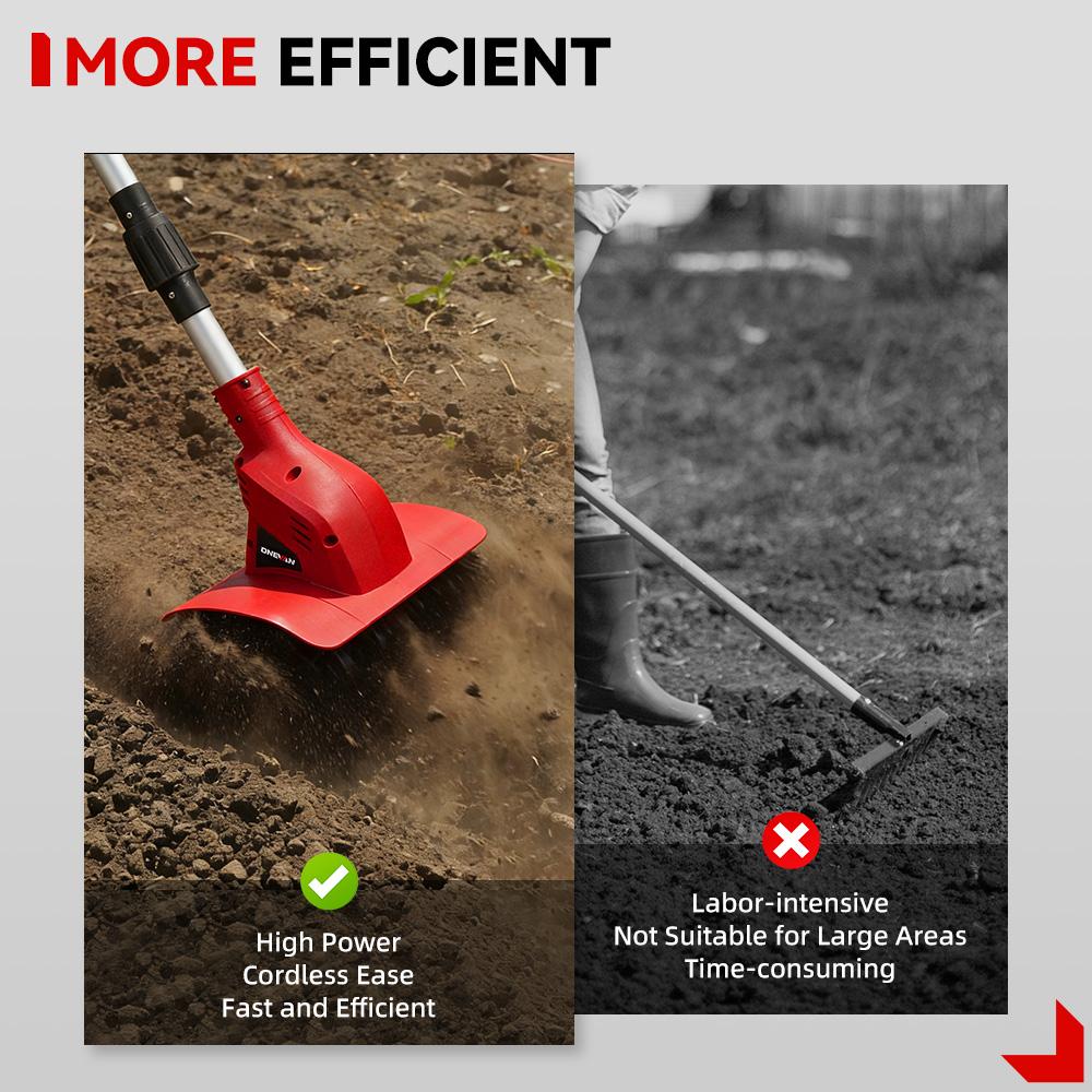 ONEVAN Bürstenloser 1600W Elektrischer Bodenfräse Fräse Kultivator Rasenmäher Akku-Vertikutierer Gartengerät Für Makita Batterie Pin