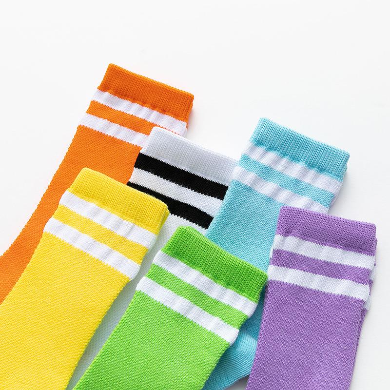 Jungen Socken Frühling Sommer Baby Kinder Socken Einfarbig Baumwolle Mädchen Jungen Mittelhohe Socken Kinder Streifen Sportsocken 1-8 Jahre