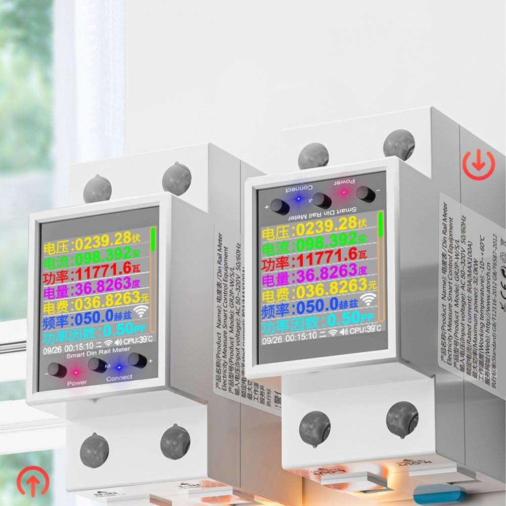 100A WIFI Rail Meter Leakage Protection Switch DIN Rail Installation