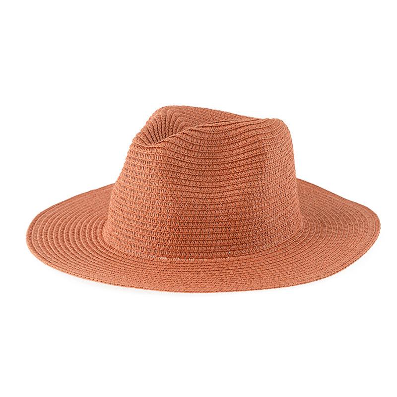 Women's Jazz Straw Hat with Wide Brim - European & American Style Panama Sunshade Fedora
