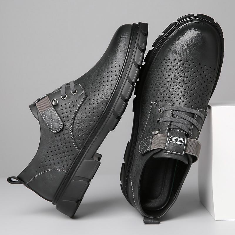 Fashion New Spring Summer Breathable Men Shoes Genuine Leather Designer Shoes Men Thick Bottom Oxford Shoes Luxury Lace-up Dress Shoes
