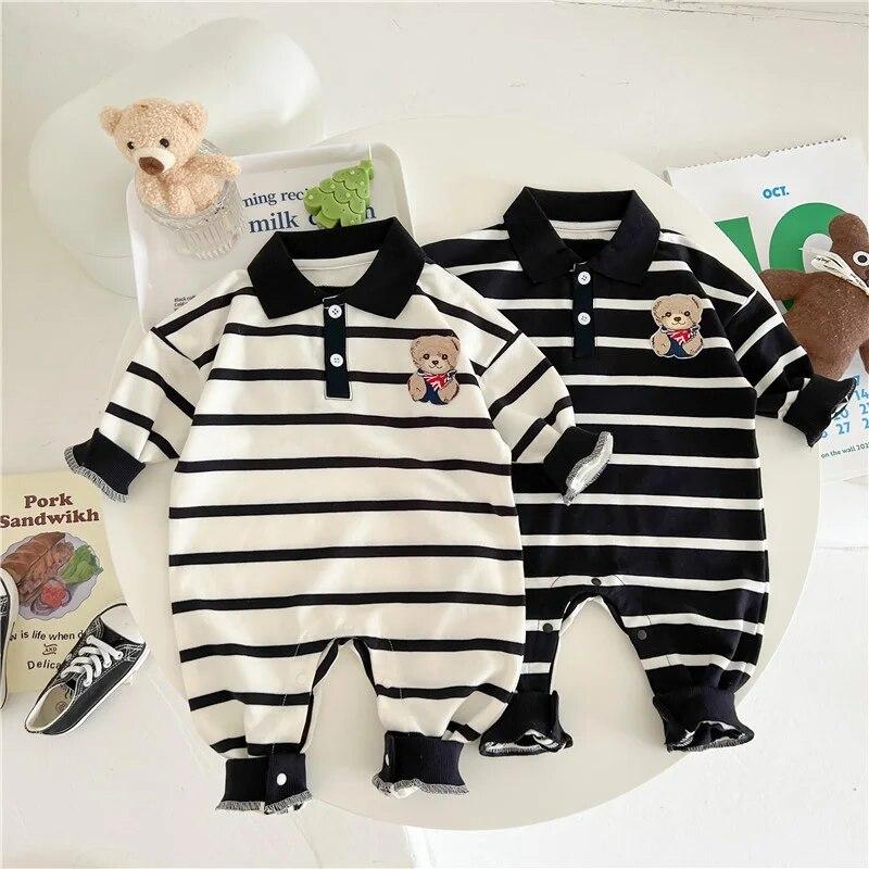Bear Baby Jumpsuit Korean Toddler Romper for Boys Girls Clothes Spring Autumn Casual Kids Onesie Infant Toddler Outfit Clothing 0-12M