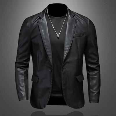 New Autumn and Winter Men's Slim and Versatile PU Small Suit Men's Lapel Leather Jacket