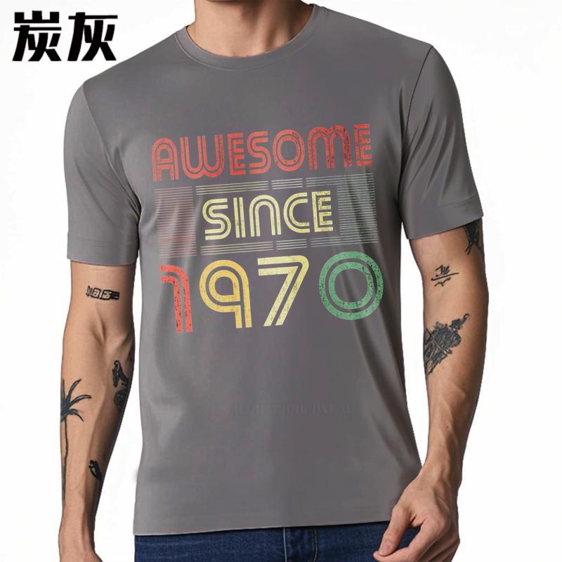 men brand tshirt Oversized summer Unisex tshirt Awesome Since 1970 Retro Design Short Sleeve Comfortable Crew Neck Teeshirt