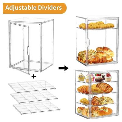 Bakery Display Case with Cover Adjustable Dessert Cake Tray Bakery Organizer for Commercial Fruit Platter Party Donut Cupcake