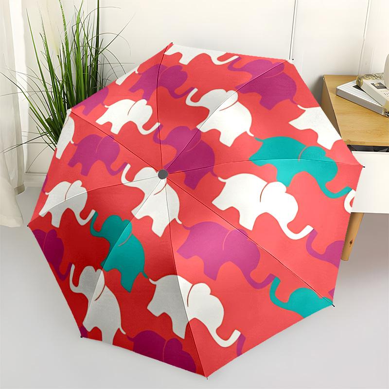 

1pc Elephant Pattern Automatic Folding Umbrella - Portable Collapsible Design, 8-Rib Iron Frame, Durable Fabric yy251125161