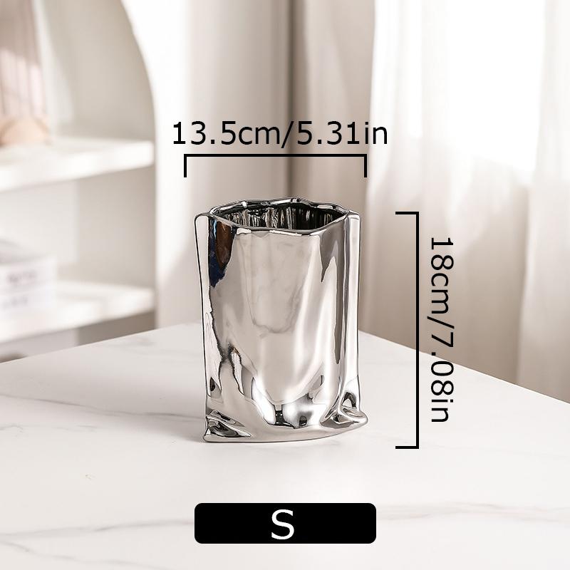 1PC Gold Plated Vase Creative Flower Vase Luxury Aesthetic Room Decoration Ornament for Living Room 3 Sizes