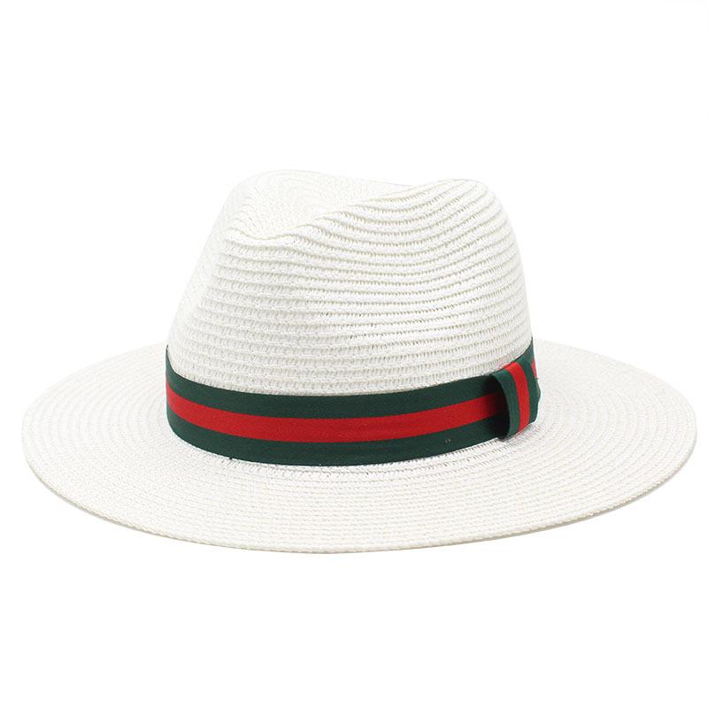 Protection Solaire Ombre Extérieure Chapeau Panama Bord Plat Vintage Jazz Haut-de-Forme Chapeaux de Paille Homme et Femme
