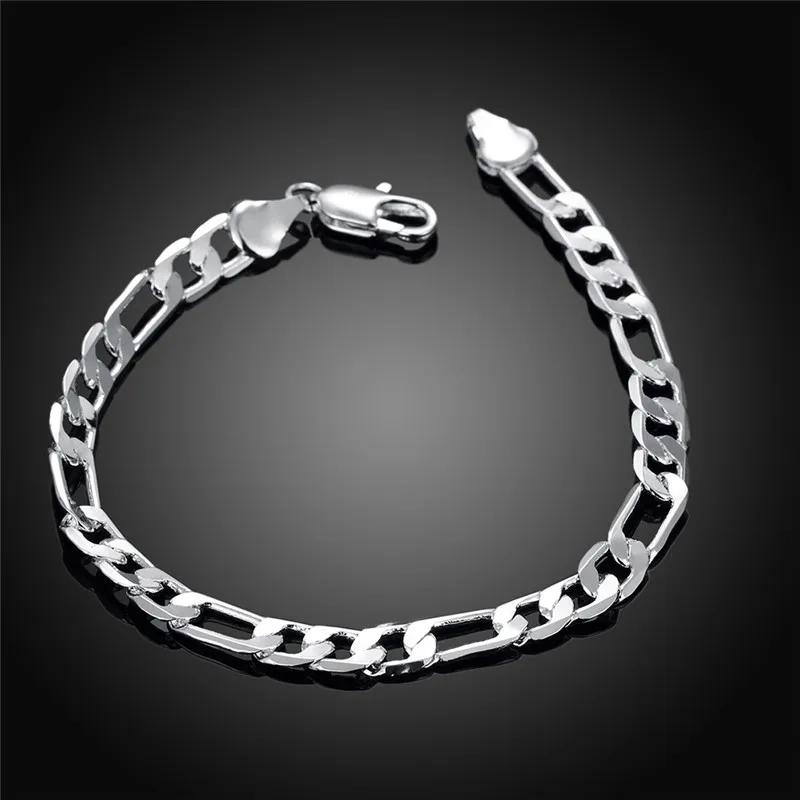 925 Silver Bracelets Charm Classic 6MM Chain for Women Men Wedding Party Christmas Gifts Fashion Jewelry