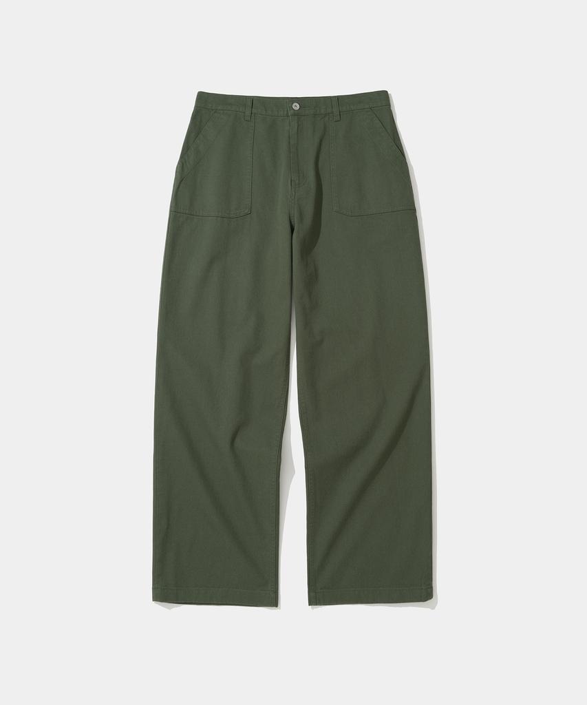 UNIFORM BRIDGE Cotton Fatigue Pants Wide Fit Forest