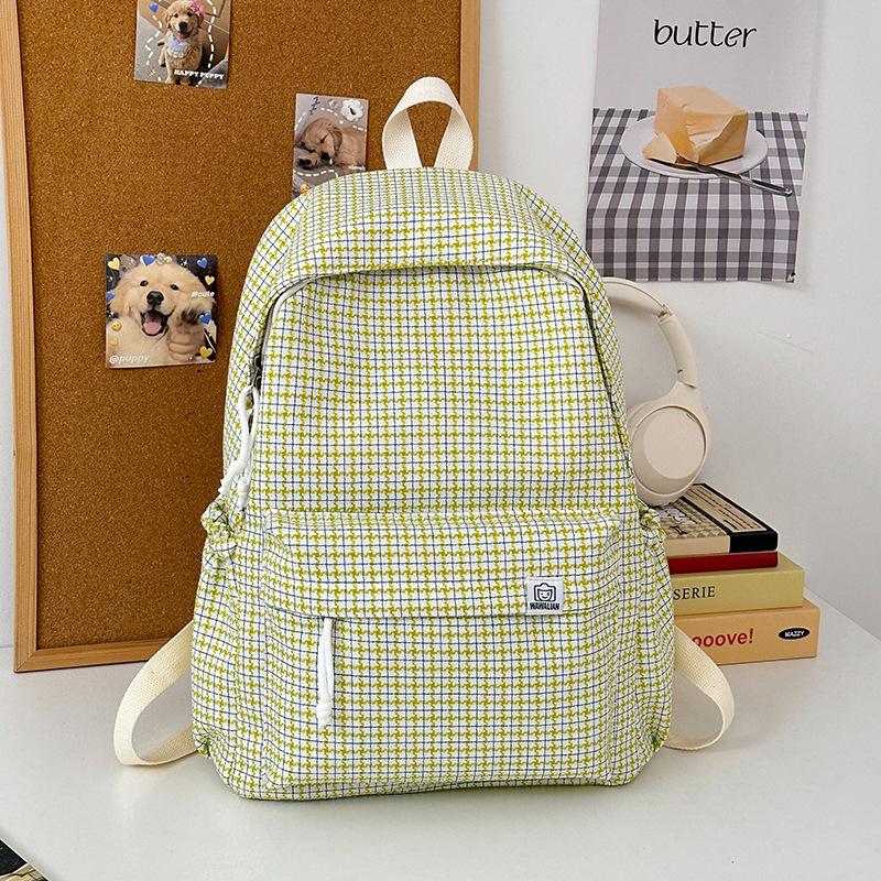 Casual small fresh plaid schoolbag female college student lightweight backpack versatile schoolbag