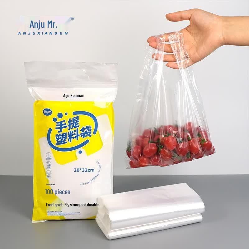 Anjuxiansen Eco-Friendly Transparent Vest Handle Food Bags 20*32cm