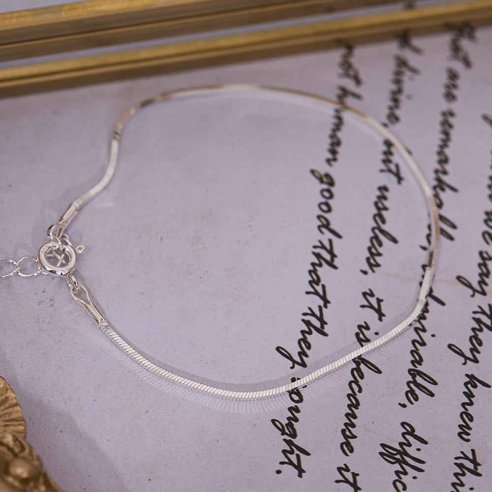 Mimi.J Jewelry 925 Silver Minbox Chain Anklet
