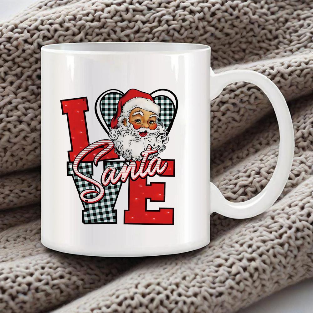 Cozy Xmas Themed Coffee Mug Christmas Tree Drawing Ceramic Mugs Santa Snowman Breakfast Cups Ho Ho Ho Cup Festive Gift Drinkware