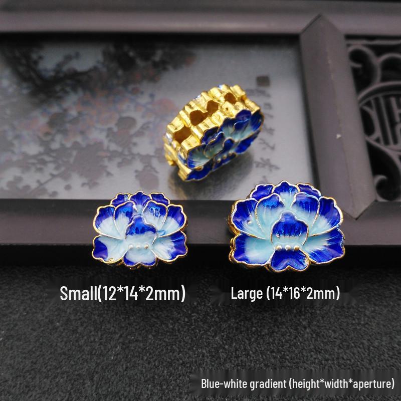 Mărgele Cloisonné din Cupru Placat cu Aur în Formă de Lotus: Email față-verso, cu mai multe găuri pentru brățări și coliere DIY.