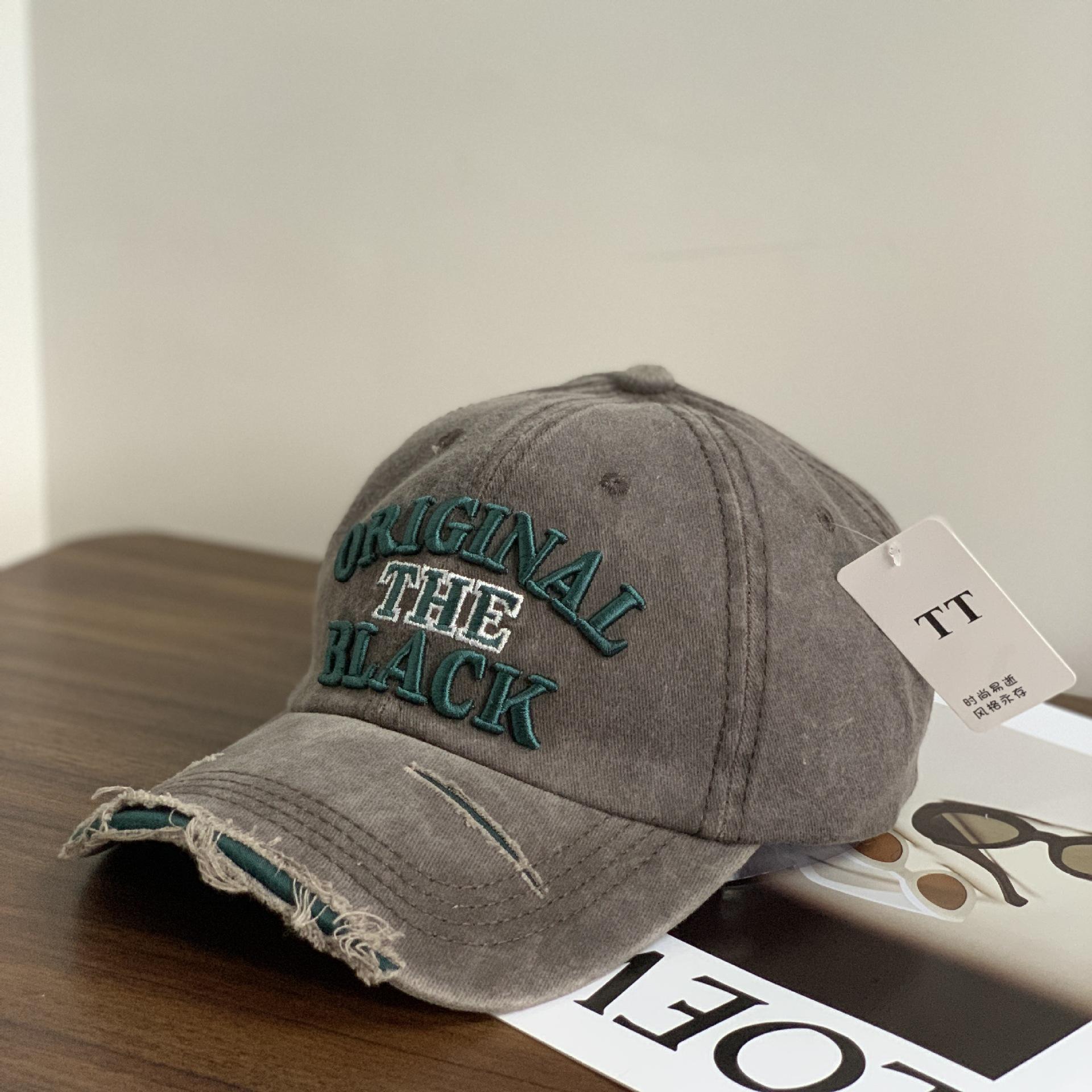 

Cowboy baseball hat men s trendy women s washed old embroidered letter cap spring and summer casual sun hat M（56-58cm） темно-коричневого кольору