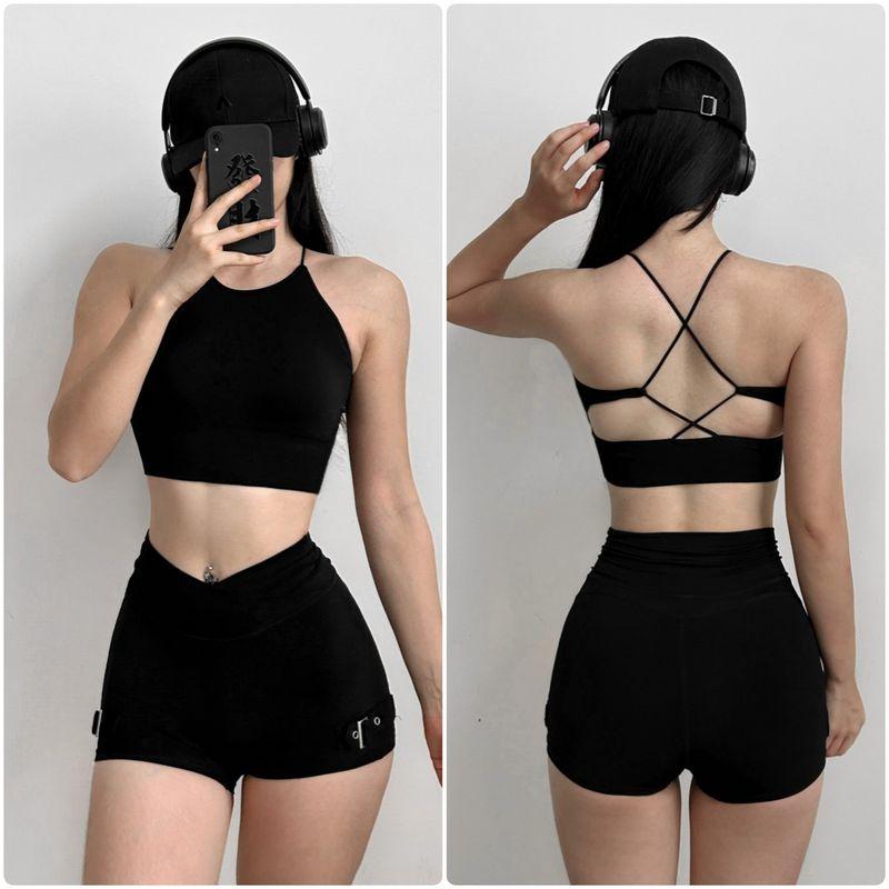 

Beauty Back Spaghetti Strap Sports Intimates Women s Running Leisure Workout Bra High Elastic Sexy Pilates Yoga Vest Black S (40.00 kg-47.50 kg