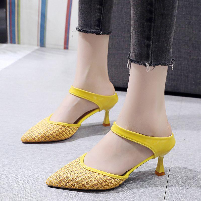

Fashion Job Outside Heeled Summer Slides Woman Slippers Sandals Shoes for Women 2024 Off White Pointed Toe Pvc Non Slip Shoe F Unique B 34