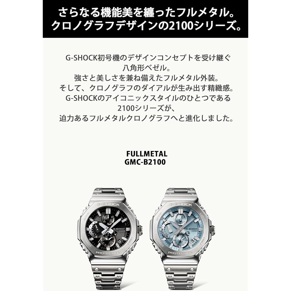 Hodinky Casio G-Shock (Oficiální japonský produkt) Celokovový chronograf s Bluetooth a Tough Solar, GMC-B2100AD-2AJF, Pánské, Stříbrné