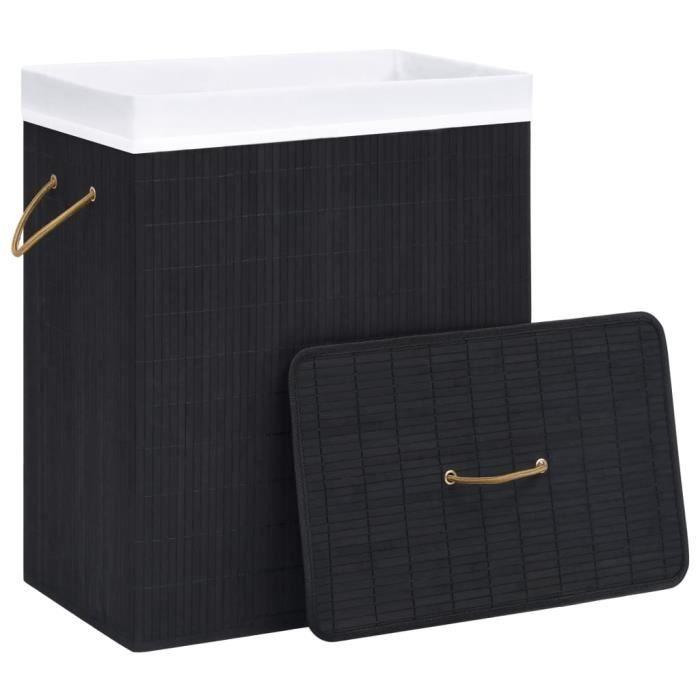 VidaXL Panier à linge avec une seule section bambou noir 83 L 320758