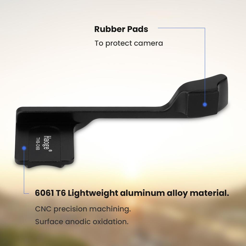 Haoge Metal Thumb Up Grip for Leica D-LUX 8 Camera Digital Accessory THB-D8B Hot Shoe Thumb Up Rest Support Hand Grip