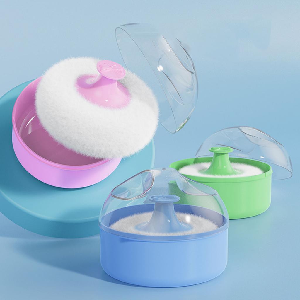 Baby Body Powder Puff and Container Empty Loose Powder Box Infant Body Powder Puff Large Fluffy Powder Puff with Case