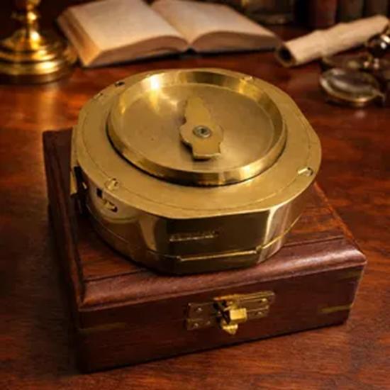 Brass Brunton Compass Handcrafted Wooden Box Home Decor Birthday Gift