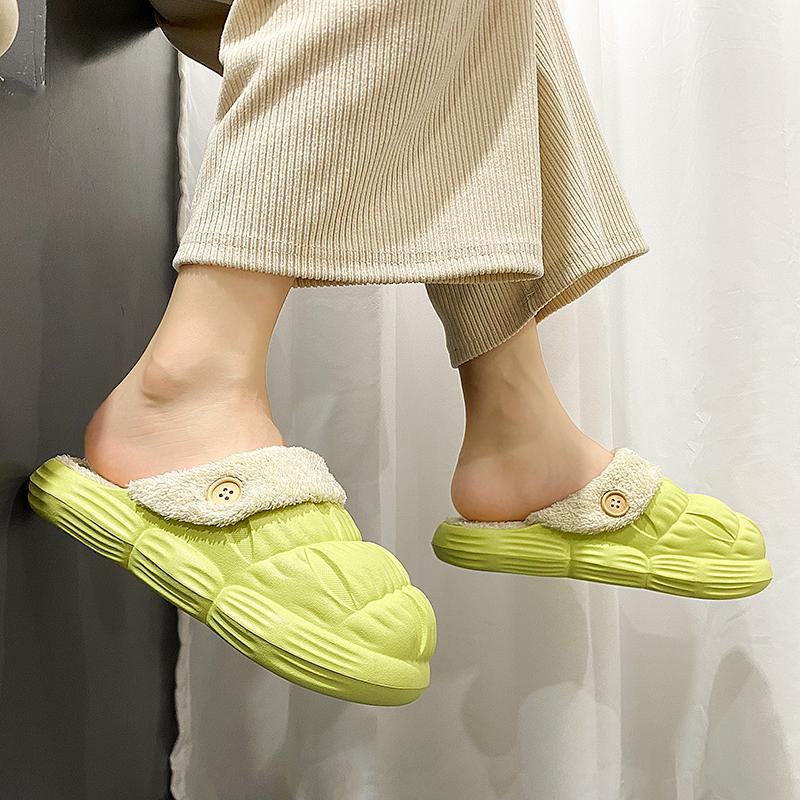 Vinter Par Lättvikt Plus Size Tjock Sula med Plyschisolering Bomull Tofflor Bekväma Mode Bomull Tofflor 36-45