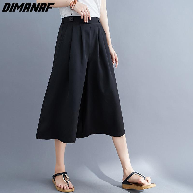 Dimanaf 2023 Summer Shorts Pants Women Elastic Pants Loose Casual Female Basic Trousers Wide Leg Pants Buttons