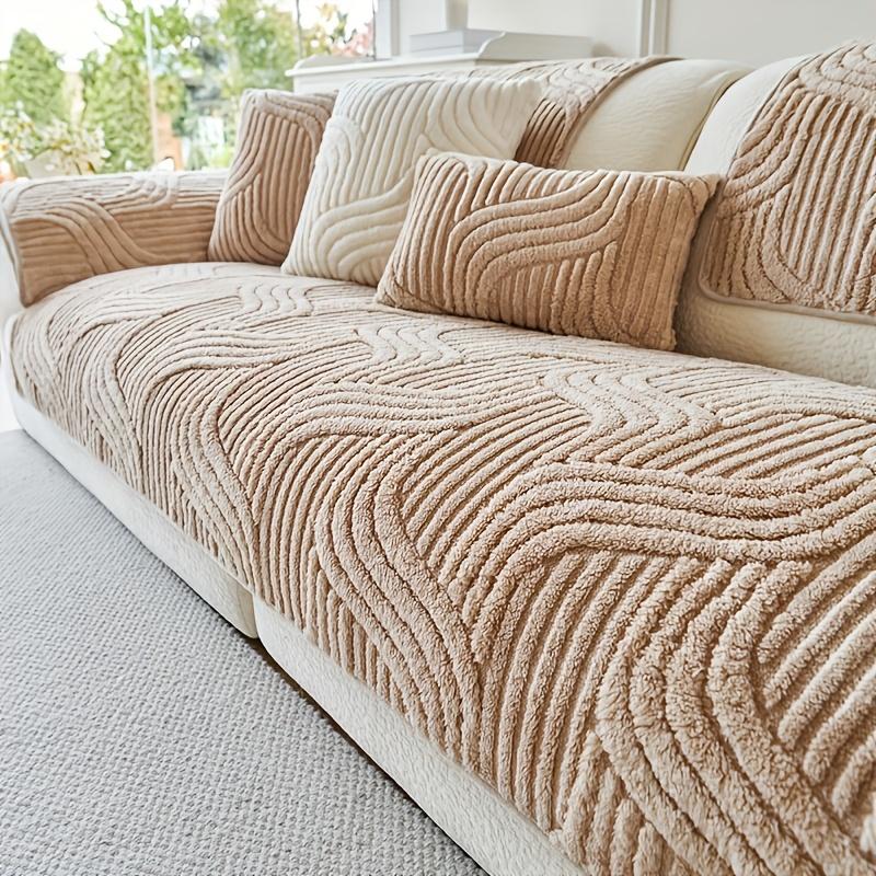 Shu Velvet Sofa Cushion Cream Style Thickened Anti-Slip Seat Cover for Sectional Sofas