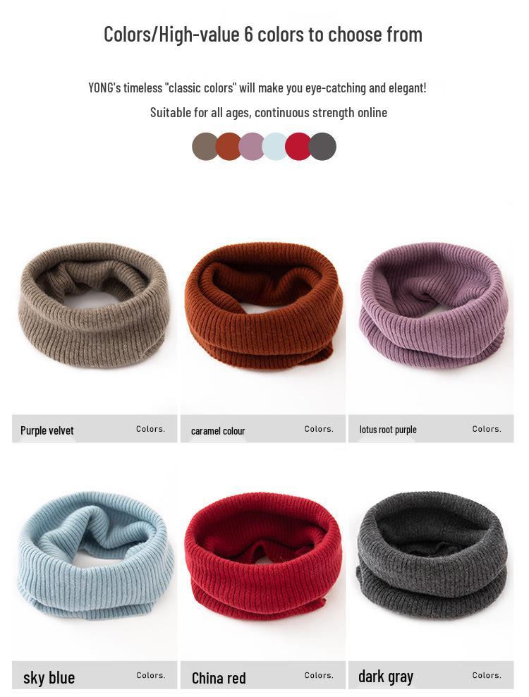 Women's 100% Pure Cashmere Neck Warmer - Versatile Solid Color Pull-On Knit Scarf