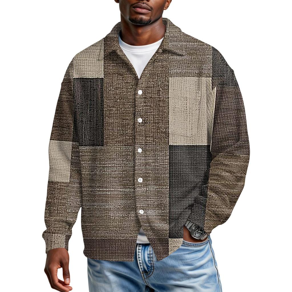 Men's Casual Button-down Long-sleeved Shirt With Pocket