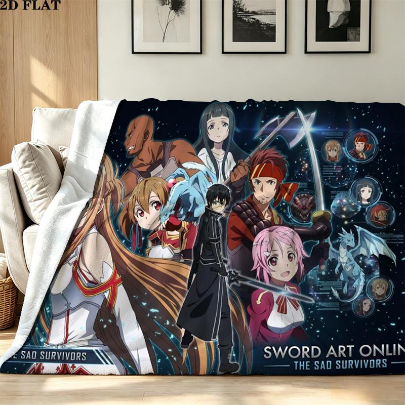 Sword Art Online Print Flannel Blanket High Quality Warm Comfortable Cover for All Seasons Perfect for Gifts Home Decor