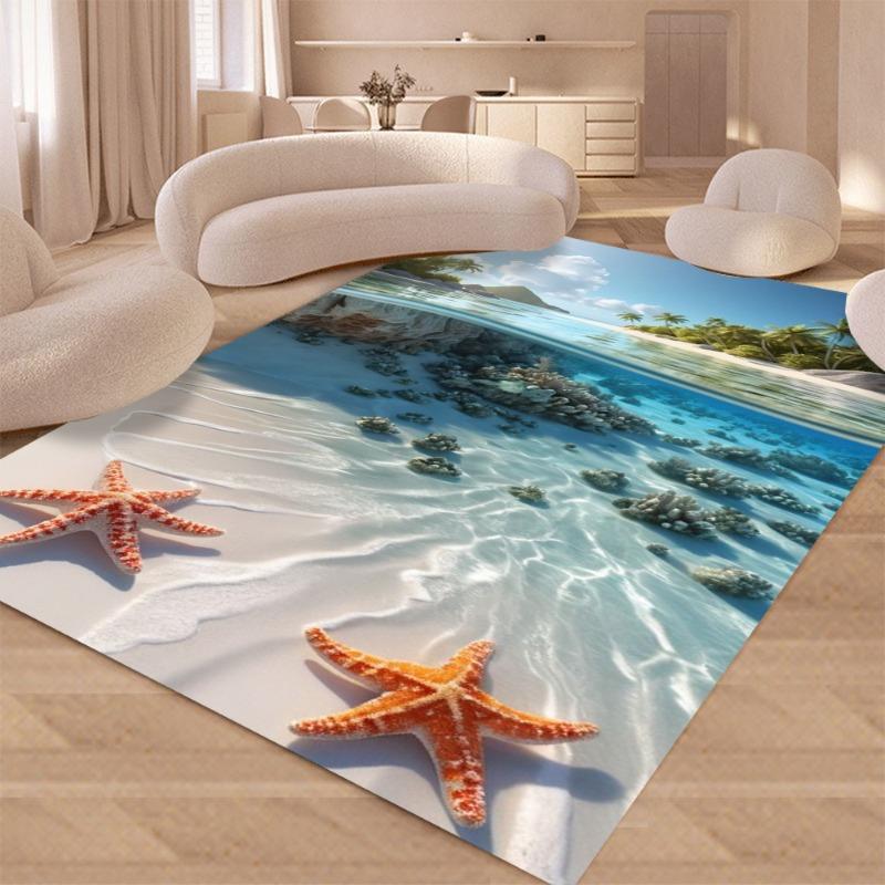 Sea Shell 3D Carpet Dolphin Jump Mat Sea Turtle Home Decoration Coral Reef Door Rug Non-Slip Floor Mat Living Room Decoration