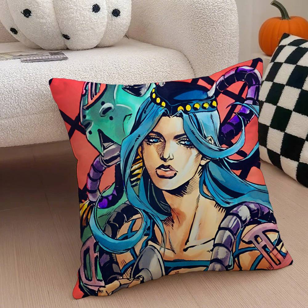 

AnimeJ-JoJo Bizarre Adventure Наволочка Антипылевая наволочка Невидимая молния Шелковистый короткий плюш Чехол для диванной подушки 12x12Inch