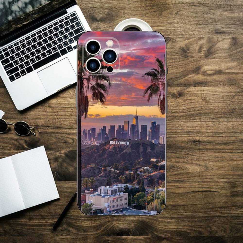 Travel Los Angeles California Phone Case For iPhone 16,15,14,13,12,11,XS,XR,X,8,7,Pro,Max,Plus,mini Silicone Black Cover