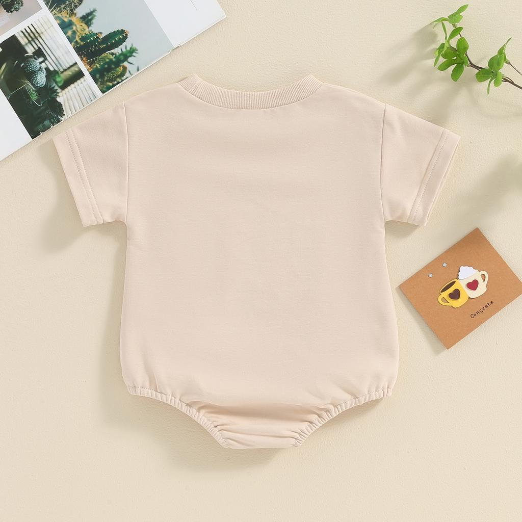Baby Girls and Boys Romper Round Neck Short Sleeve Letter Print Jumpsuit Newborn Toddler Summer Outfits