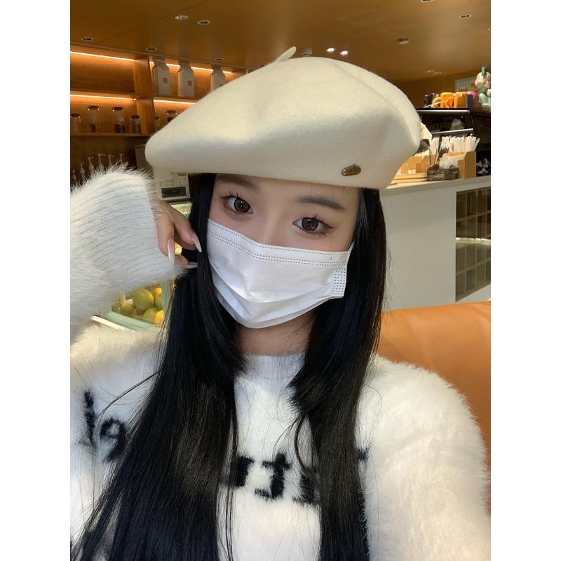 Korean New High Quality Wool Beret for Women In Autumn and Winter Versatile Temperament Retro Face Showing Small High End Hat