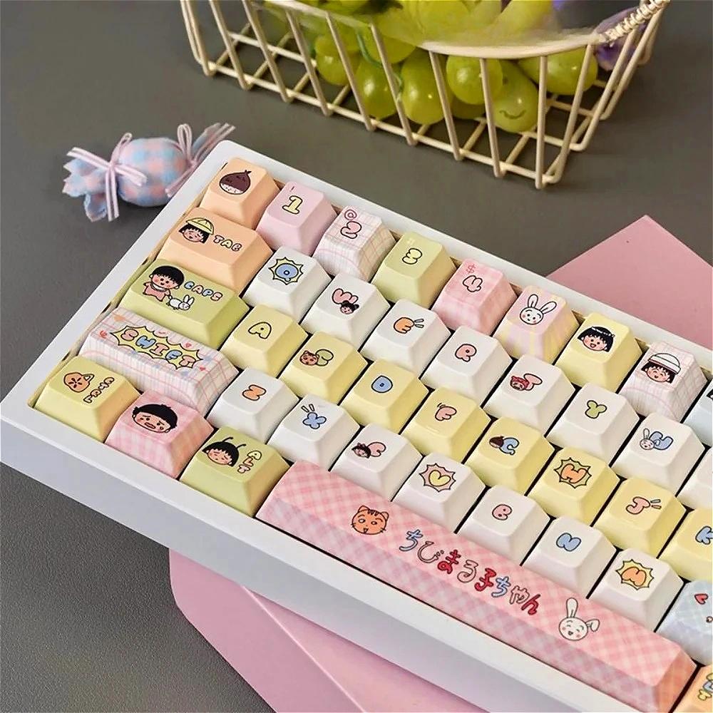 Kleine Maruko Süße Tastenkappe PBT 130 Tasten Cherry MOA Anime Cartoon Thema Geeignet für Mx Gateron Kailh Schalter Mechanische Tastatur