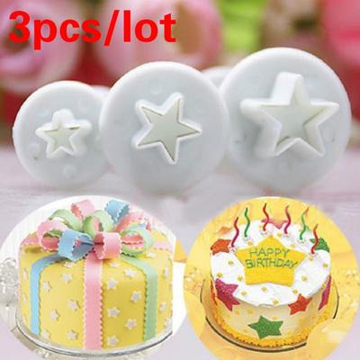 3 Teile/satz Mini Stern Fondant Kuchen Dekorieren Plunger Keks Cookies Cutter Diy Mold Weihnachten Kuchen