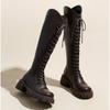 Mode Ritterstiefel Damen 2025 Neue V-Ausschnitt Skinny Plateau Kleine Höhere Stiefel