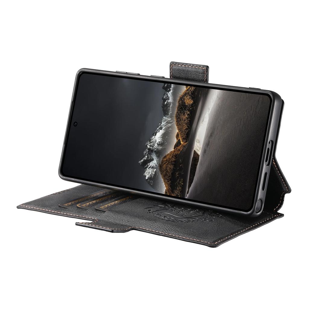 SUTENI Q-07 For Samsung Galaxy S25 Ultra Case Magnetic Color Splicing Cowhide Texture Leather Cover