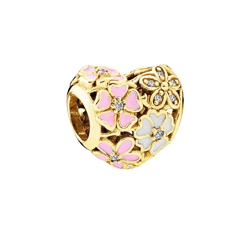 Sparking Gold Plated Charm Beads Dangle Original Snake Fit Copper Bracelet Necklace Beads For Diy Jewelry Women Gift