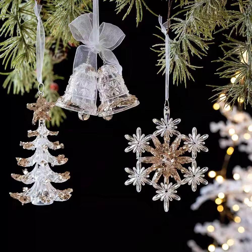 3Pcs DIY Christmas Ornament Set Acrylic Christmas Hanging Ornaments Snowflake Ornaments