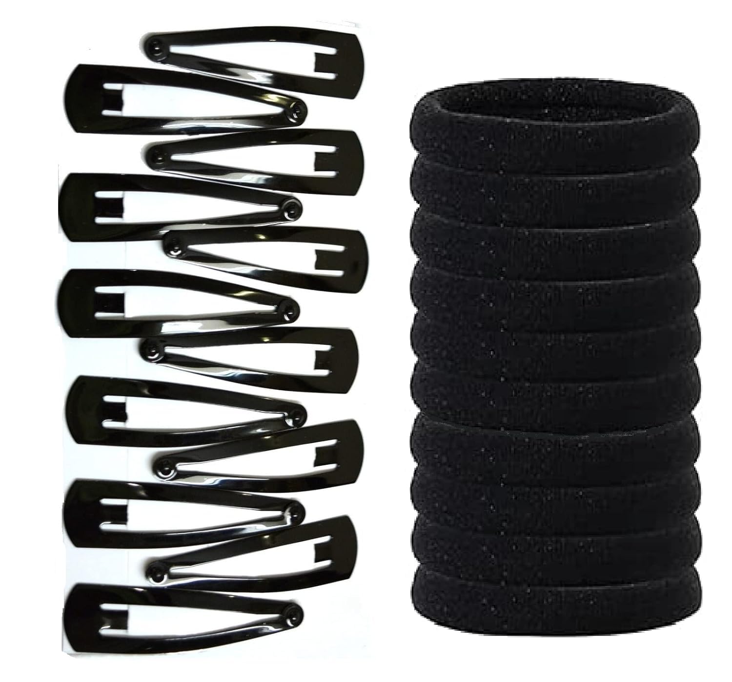 TreegoArt Fashion 12 Pcs Black Hair Rubber Bands With 6 Pair Hair Pins Combo Set Hair Styling Clips Elastic Scrunchies for Women And Girls чёрный