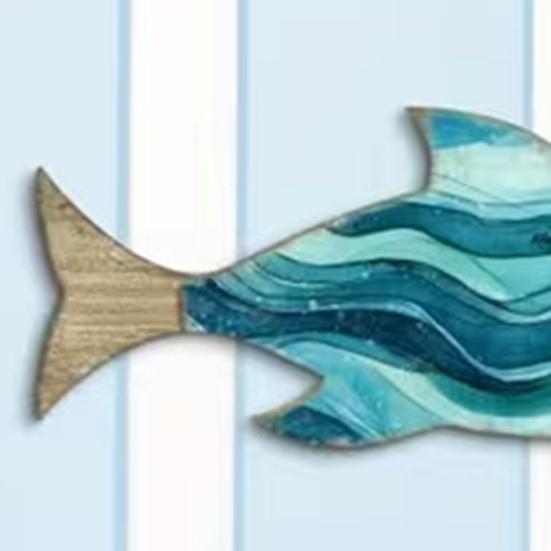 3 Pcs Wooden Fish Wall Decor Nautical Coastal Theme Wall Art Vintage Beach Blue Fish Wall Sculpture for Lake House Bathroom Bedroom Decor