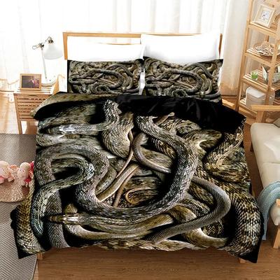 Snake Bedding Set Reptile Duvet Cover Wild Animal Comforter Cover With Pillowcases Queen Size For Kids Adults Bedroom Room Decor